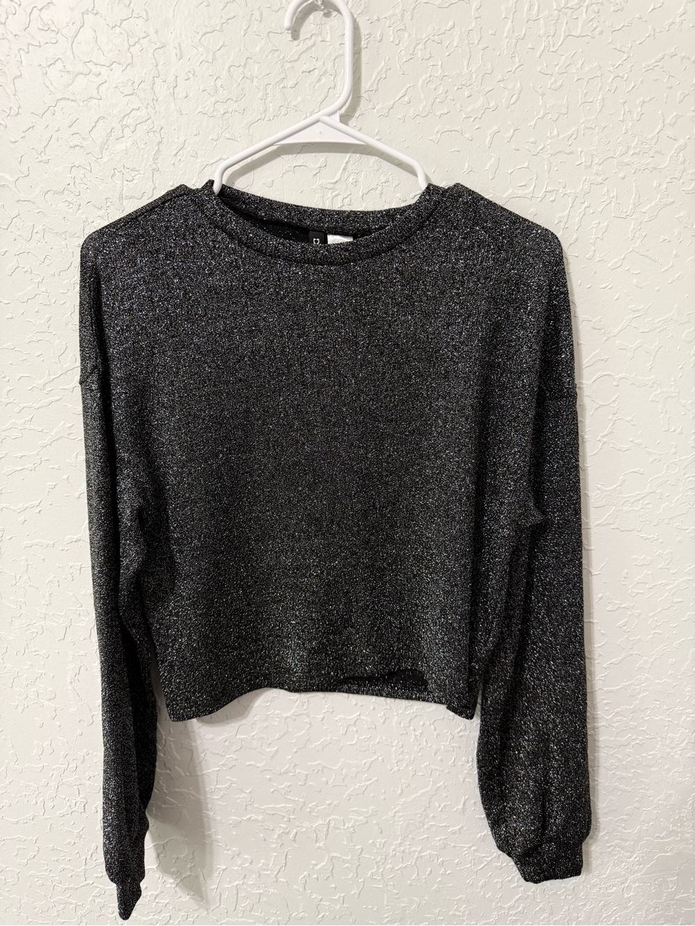 Divided Black Metallic V‑Neck Knit Top